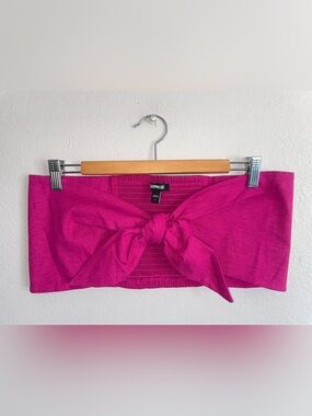 Express Hot Pink Bow-Front Crop Tube Top